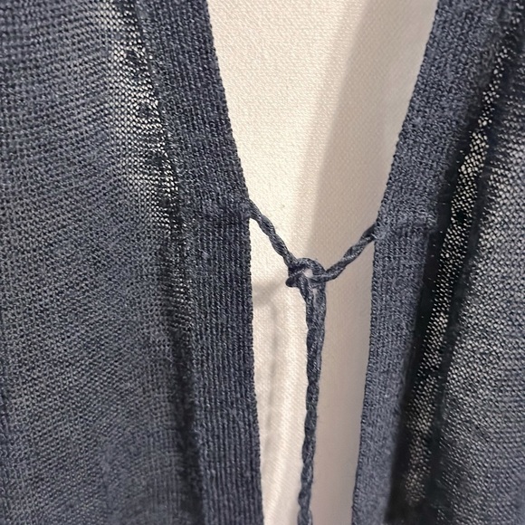 J. Jill Linen Blend Stripes Cardigan Sweater Topper Size XL Petite Navy & Blue - Picture 5 of 8